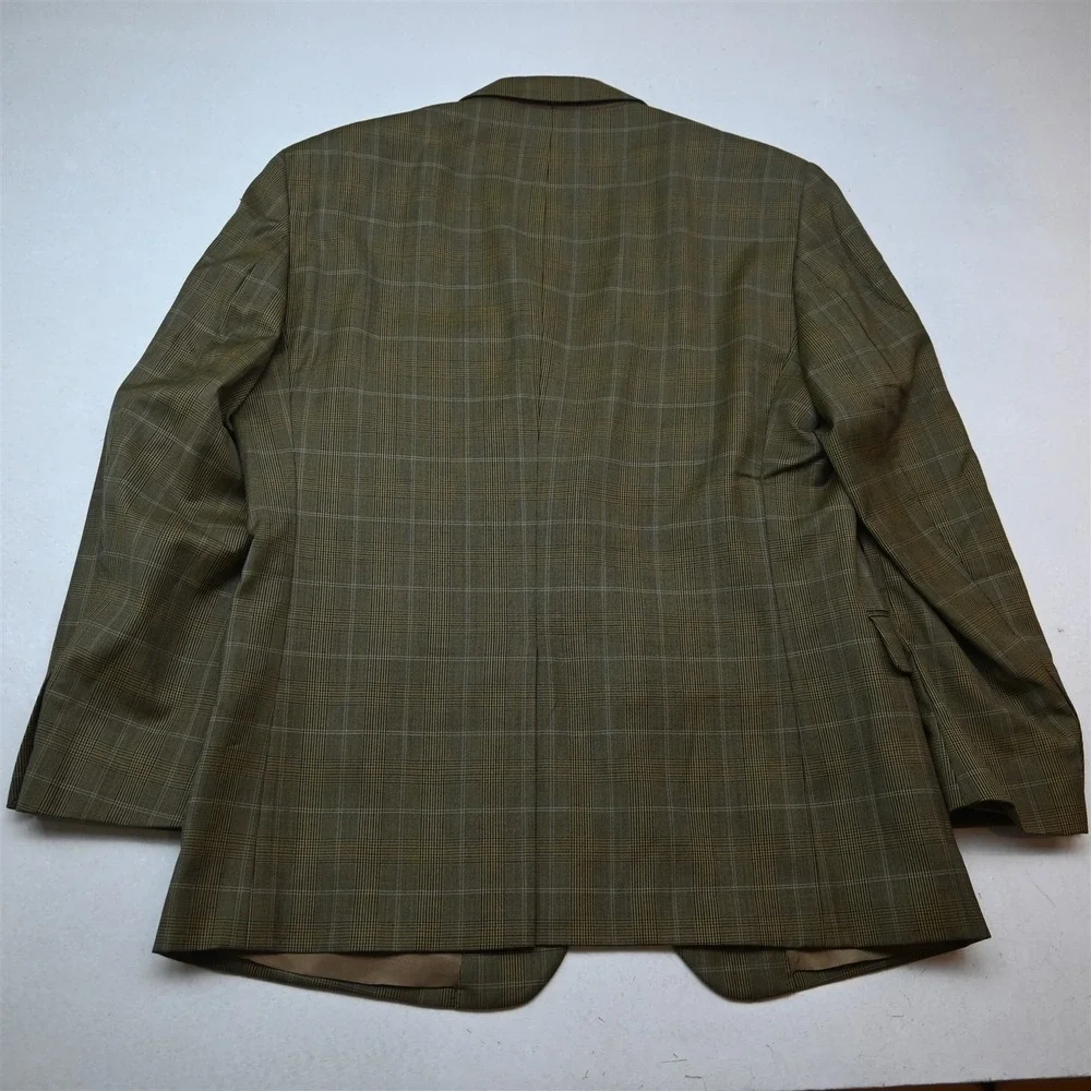 Jos A Bank 44R 36x30 Brown Glenn Check 100% Wool Mens Jacket Pants Suit